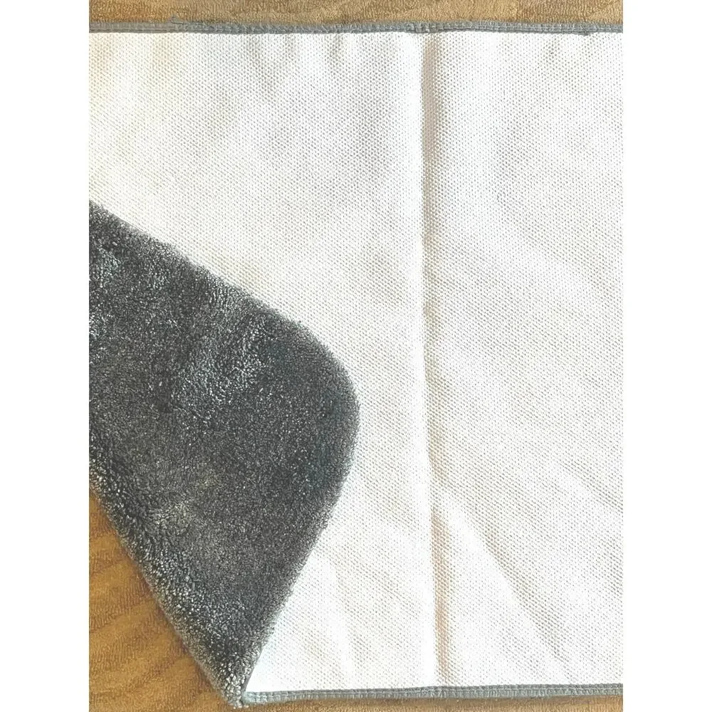 BHG Bath Mat Rug 23x39 Blue Gray Plush Non Slip SOFT ABSORBENT WASHABLE